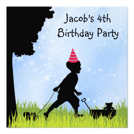 Sweet Silhouette Boys 4th Birthday Party Custom Invitations