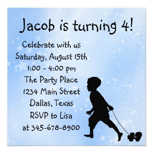 Sweet Silhouette Boys 4th Birthday Party Custom Invitations