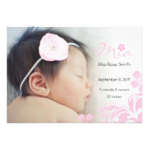 Sweet Simple Floral Baby Girl Announcement invitations