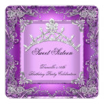 Sweet Sixteen 16 16th Birthday Party Purple Personalized Invitation