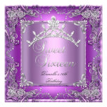 Sweet Sixteen 16 16th Birthday Party Purple Personalized Announcement