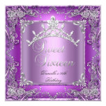 Sweet Sixteen 16 16th Birthday Party Purple Personalized Announcement