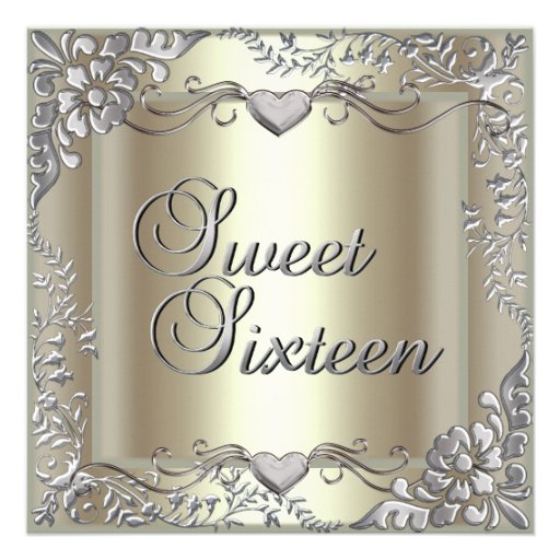 Sweet Sixteen 16 Birthday Party Gold Mint Silver Custom Announcement