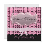 Sweet Sixteen 16 Birthday Party Pink Lace Black invitations