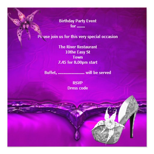 Sweet Sixteen 16  Birthday Party Purple Dress Gown Announcements
