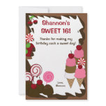 SWEET SIXTEEN 16 Candy Birthday FLAT THANK YOU Invitation