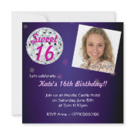 Sweet Sixteen 16 Disco Ball Party Invitation invitation