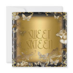 Sweet Sixteen 16 Gold Floral Butterfly Personalized Announcements