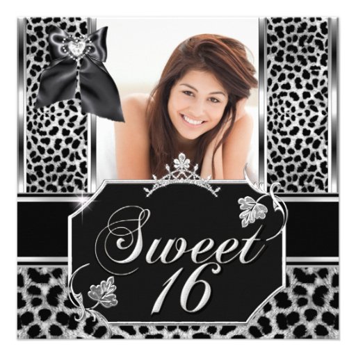 Sweet Sixteen 16 Leopard Birthday Party Photo Invite