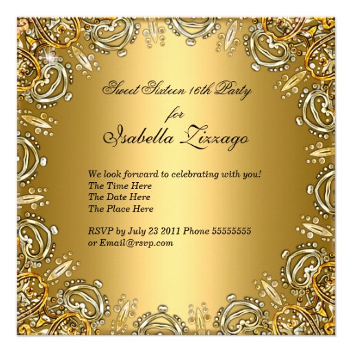Sweet Sixteen 16 Masquerade Blue Gold Purple Personalized Invite