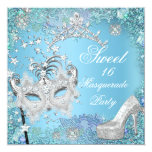 Sweet Sixteen 16 Masquerade Party Blue Tiara Shoe Personalized Announcement
