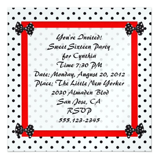 Sweet Sixteen 16 Party Black and White Invitation