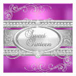 Sweet Sixteen 16 Party Pink White Silver Pearl 2 Announcements