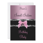 Sweet Sixteen 16 Pink Silver Black Zebra Leopard 3 Custom Invitations