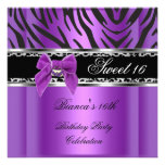 Sweet Sixteen 16 Purple Silver Black Zebra Leopard Announcement