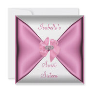 Sweet Sixteen 16th Birthday Party Pretty Pink Bow invitation