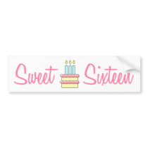 Sweet Sixteen (Birthday Cake) bumper stickers