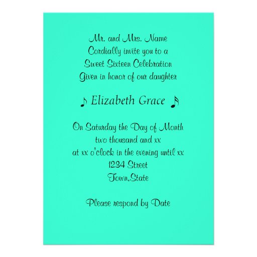 Sweet Sixteen Birthday Invitation Music Notes