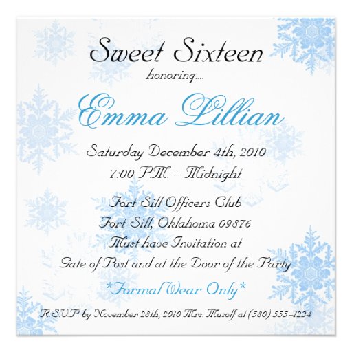 sweet sixteen birthday party invite winter chic