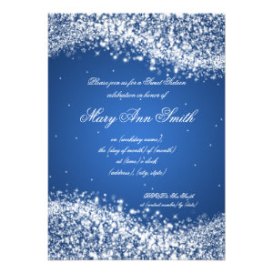Sweet Sixteen Birthday Party Sparkling Wave Blue Invites