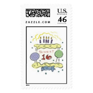 Sweet Sixteen Birthday Postage Stamp stamp