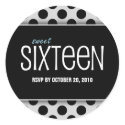 Sweet Sixteen Black & Silver RSVP Envelope Seals sticker
