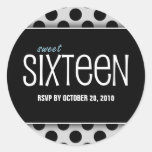 Sweet Sixteen Black & Silver RSVP Envelope Seals stickers