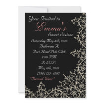 sweet sixteen,black,white,pink,chic,classy,cute invitations by HollyMusolf sweet sixteen,black,white,pink,chic,classy,cute invitations
