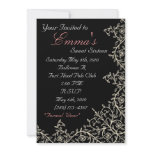sweet sixteen,black,white,pink,chic,classy,cute announcements