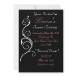sweet sixteen,black,white,pink,chic,invatation personalized invitation