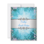 Sweet Sixteen Blue Floral with Silver Birthday Custom Invite