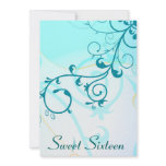 Sweet Sixteen Blue Swirls 16th Party Invitations
