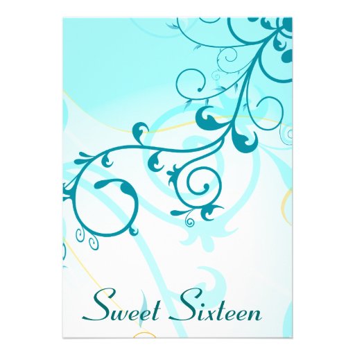 Sweet Sixteen Blue Swirls 16th Party Invitations