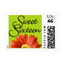 Sweet Sixteen Bright Flower Postage Stamps
