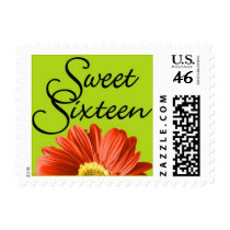 Sweet Sixteen Bright Flower Postage Stamps