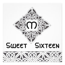 Sweet Sixteen Celtic Style Invitation Card-Cust.