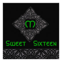 Sweet Sixteen Celtic Style Invitation Card-Cust.