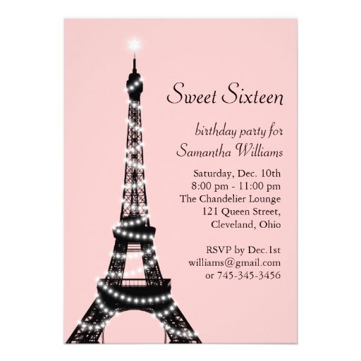 Sweet Sixteen Eiffel Tower Invitation