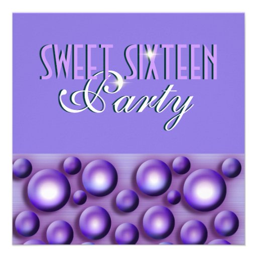 "Sweet sixteen" elegant purple "polka dots" Personalized Invite