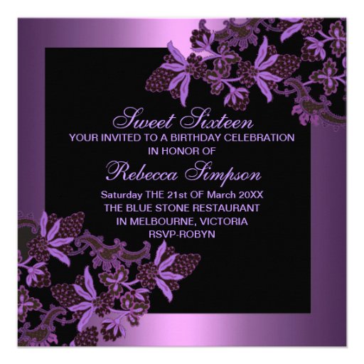 Sweet Sixteen Floral Shimmer Birthday Invitation