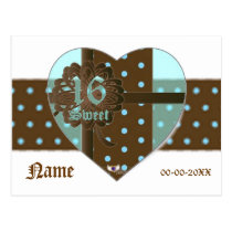 Sweet Sixteen Gifted Banded Heart Post Card -Cust. postcards