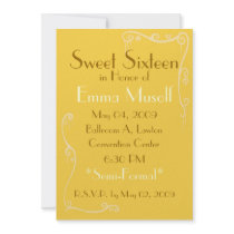 Sweet Sixteen,gold and white, invatation, party invitations