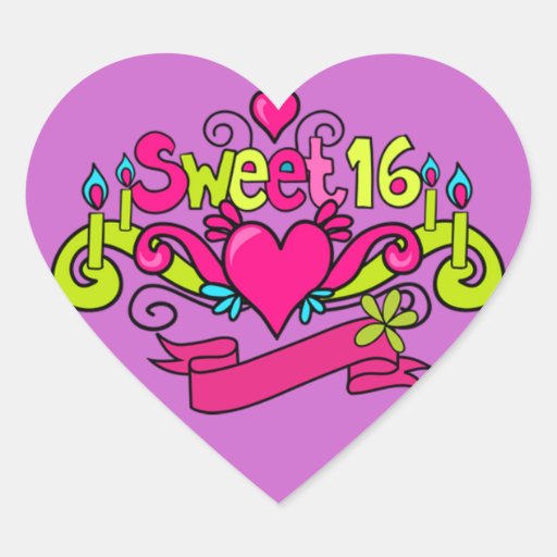 sweet sixteen heart sticker Zazzle