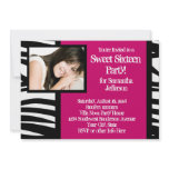 Sweet Sixteen, Hot Pink Zebra Photo Invitation