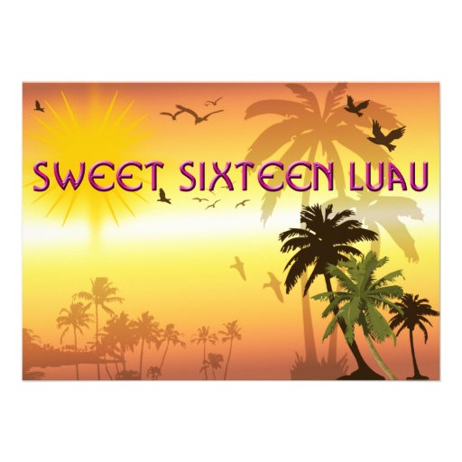 Sweet Sixteen Invitation Hawaiian Luau