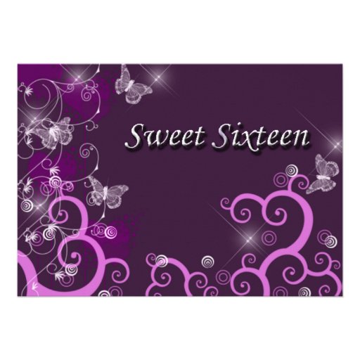 Sweet Sixteen Invitation pink and Purple