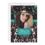 Sweet Sixteen Leopard Lace Invitation Blue Brown