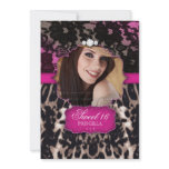 Sweet Sixteen Leopard Lace Invitation Pink Brown