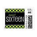 Sweet Sixteen Lime & Black Dots Postage Stamps