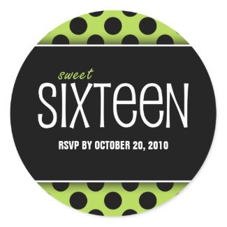 Sweet Sixteen Lime Green Dot | RSVP Envelope Seals sticker